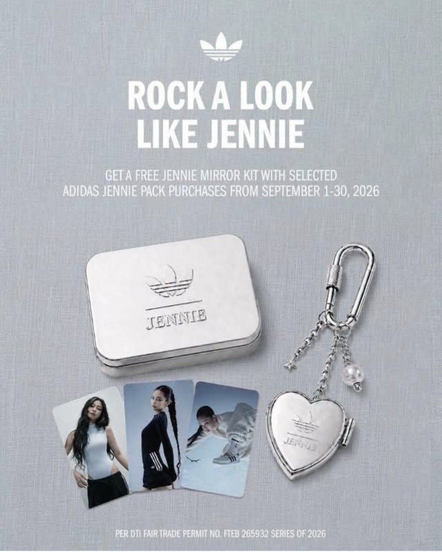 Jennie adidas photocards and keychain (Category: K-Wave Merchandise) located in Manila. Submitted by llanaan (Listing ID 1467992990, Image 1). Description: item is onhand and brand new from adidas purchased.