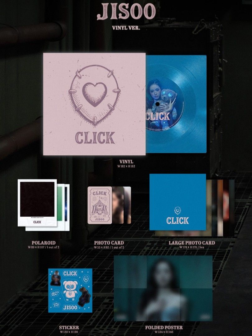 JISOO Single Album CLICK (VINYL VER.) (Category: K-Wave Merchandise) located in Cainta. Submitted by shopchelonline (Listing ID 1467988751, Image 1). Description: JISOO Single Album CLICK (VINYL VER.) 🛒2,700.00 each(all in) + LSF 70%DP - NEW BUYER 50%DP - OLD BUYER RB: 15 DAYS AFTER DP; NETA 💎PRE-ORDER - NO RUSH SHIPPING 💎Korea Pasabuy 💎Colors may vary due to lighting. 💎Availability and price may vary 💎The outer case/box is simply for prote