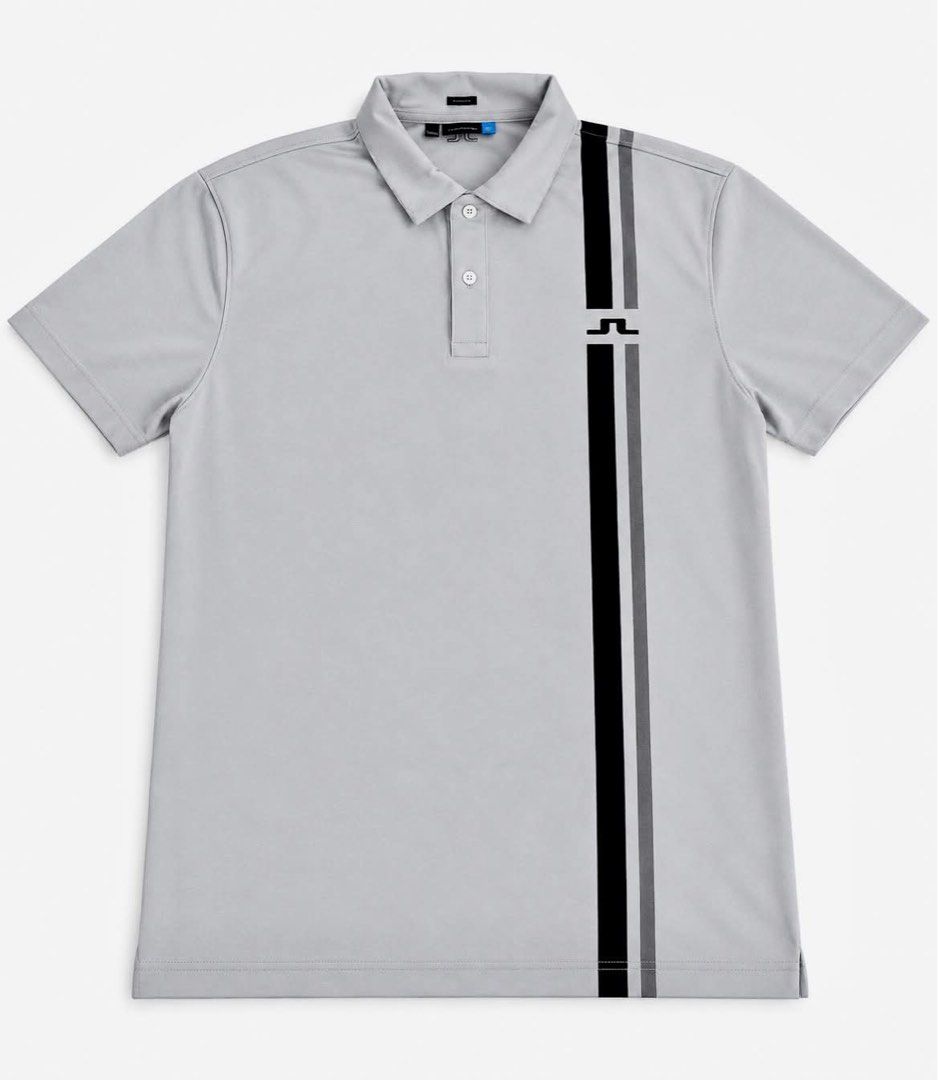 j.lindeberg Large Rush (Category: Tshirts & Polo Shirts ) located in Marikina City. Submitted by glamourstarr (Listing ID 1467880609, Image 2). Description: LAST PRICE POSTED - Brand: J.Lindeberg - Color: Grey with black and grey vertical stripe - Logo: Iconic bridge logo on the left chest - Style: Short sleeve, classic button placket, and spread collar - Fit: Modern athletic fit - Material: Breathable performance fabric - Condition/Use: Great fo