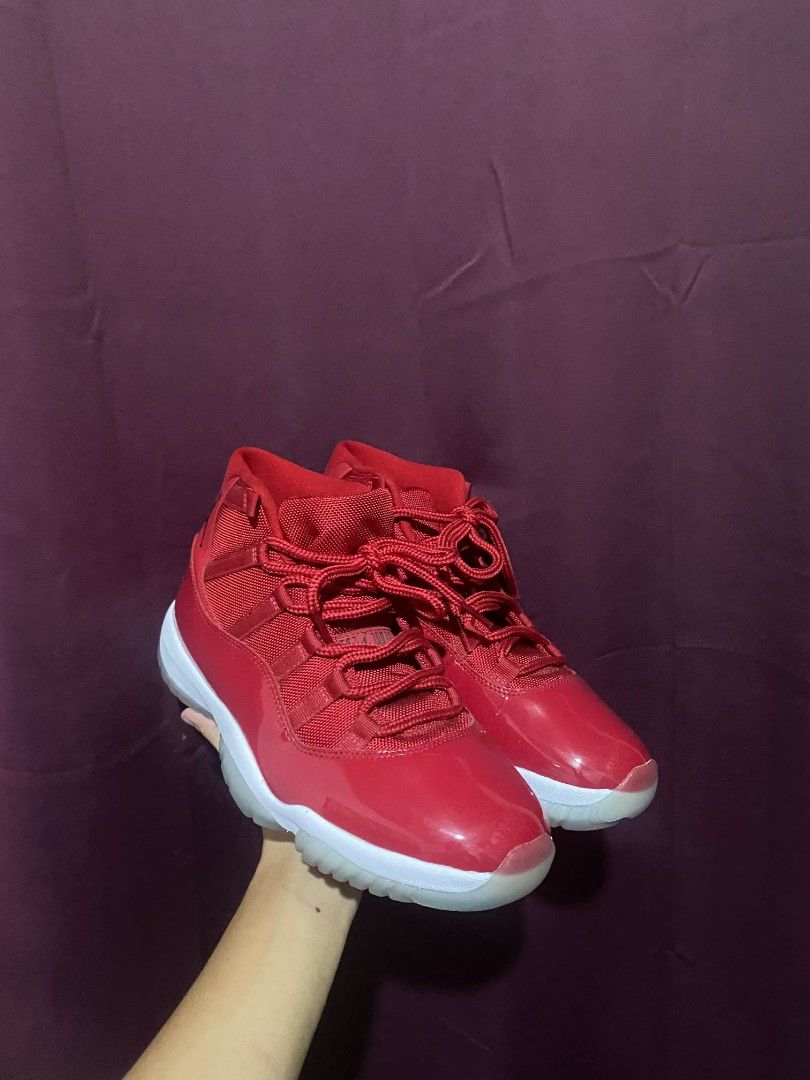 Jordan 11 Retro Gym Red Win Like 96 (Category: Sneakers) located in Sorsogon. Submitted by tomandrei6 (Listing ID 1468021316, Image 1). Description: Jordan 11 Win like 96 authentic pair size us 10 no box negotiable offer nalang mga boss.