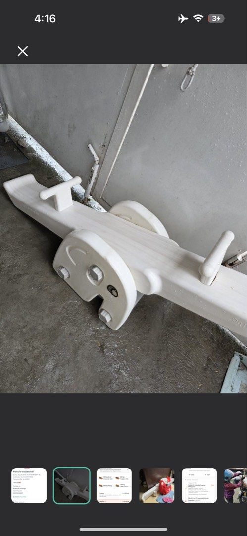 Kids White Elephant Seesaw (Category: Infant Playtime) located in Manila. Submitted by erikajean137743 (Listing ID 1467914010, Image 1). Description: - Cute elephant-shaped seesaw in white plastic - Safe handles on both ends for toddlers - Stable base design for secure play - Suitable for both indoor and outdoor use.