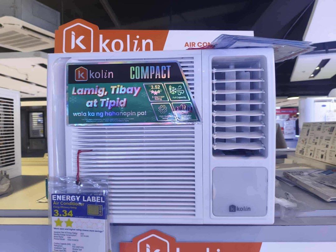 KOLIN WINDOW TYPE NON INVERTER AIR CONDITIONER (Category: Air Conditioning and Heating) located in Manila. Submitted by may572156 (Listing ID 1467993441, Image 1). Description: KOLIN WINDOW TYPE NON INVERTER AIR CONDITIONER Non INVERTER compact size NON INVERTER KAM60CMC32 SRP 10495 CASH 8,900 KAM75CMC32 SRP 14,395 CASH 11,900 KAM95CMC32 SRP 15,795 CASH 13,200 KAM150CMC32 SRP 19,995 CASH 16,700 With Remote KAM75DRC32 SRP 16,195 CASH 13,500 KAM200
