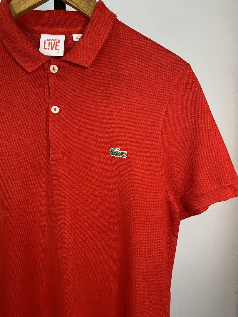 Lacoste Live Polo Shirt (Category: Tshirts & Polo Shirts ) located in Bacolod City. Submitted by hayymeeh.finds (Listing ID 1467981906, Image 2). Description: (Authentic) Lacoste Live Polo Shirt - Red Size: Size 3 on tag (Small) Measurements: Width: 19"| Length: 27" Condition: good as new, flawless, 9.8/10 color rate Price: ₱1,480 negotiable and free shipping 📍 Location: Bacolod City 🚚 Shipping: (J&T / Meet-up if available) 💳 Payment: (GCash /