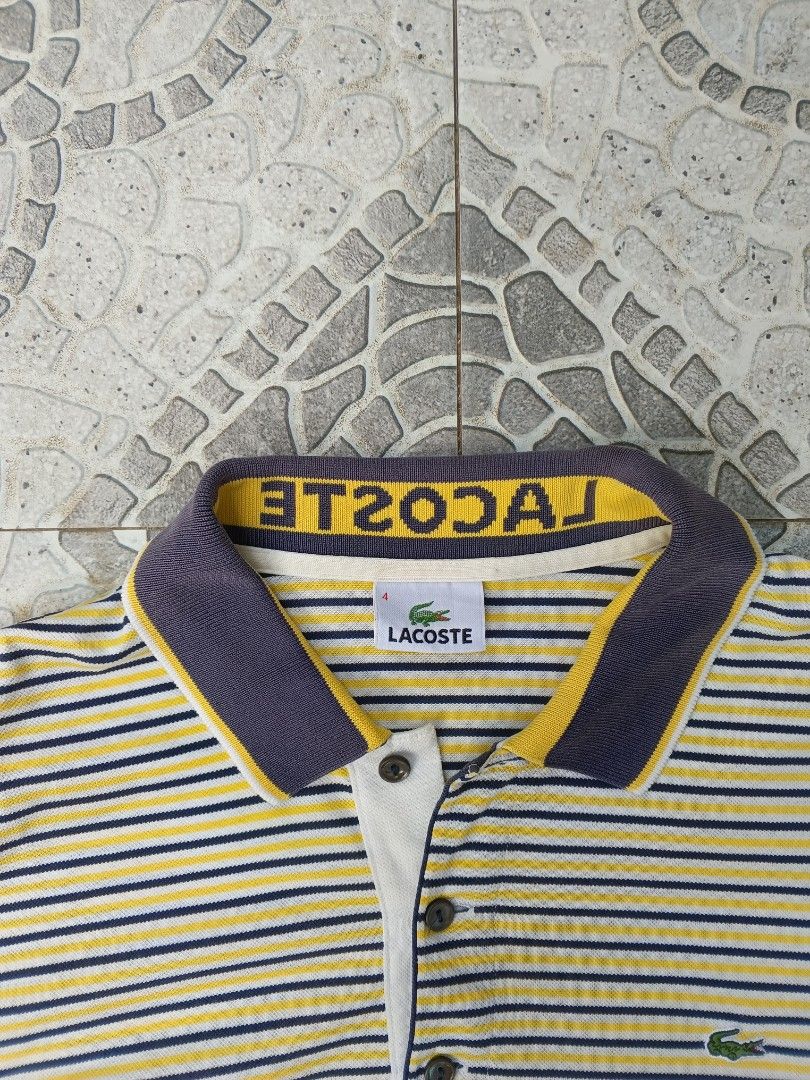 Lacoste Polo Shirt (Category: Tshirts & Polo Shirts ) located in Cebu City. Submitted by authenticgrids (Listing ID 1467897765, Image 2). Description: Y2k Lacoste Stripped Polo Shirt Excellent Condition ✨ Issue/s:None Size On Tag 🏷️ 4 Medium Lacoste Dimensions Width 20 inches Length 27 inches 📥📥📥📥📥 DM us for more details.