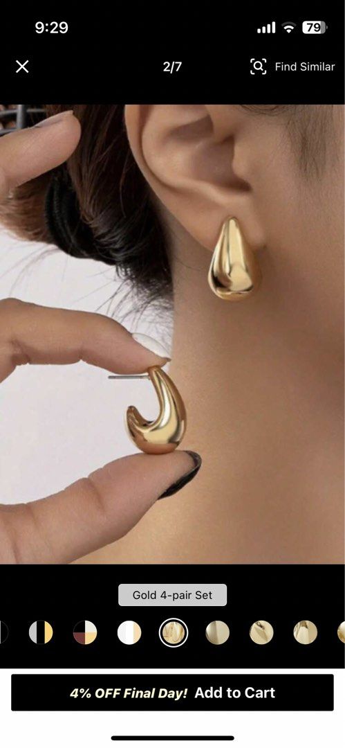 LADYCOCO Gold Chunky Teardrop Earring Set (Category: Earrings) located in Manila. Submitted by goddesssy (Listing ID 1467847400, Image 3). Description: - Brand: LADYCOCO (Brand new on original backing card) - Variety: Includes smooth teardrops, textured metallic finishes, twisted hoops, and chunky curved styles - Comfort: Bold statement pieces designed to be very lightweight for all-day wear - Perfect for daily styling or gifting.