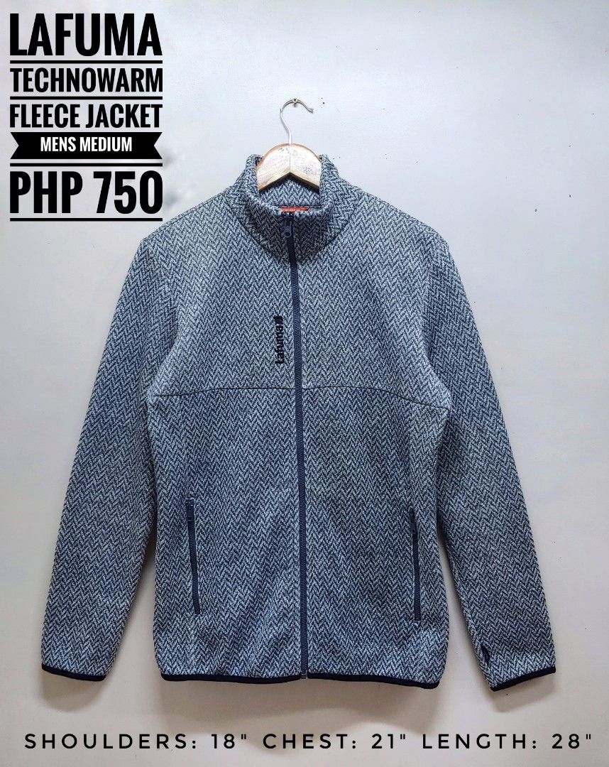 Lafuma Technowarm Fleece Jacket Men's Medium (Category: Coats, Jackets and Outerwear) located in Dagupan City. Submitted by upforgrabs2400 (Listing ID 1467984468, Image 1). Description: Lafuma Technowarm Full Zip Fleece Jacket - Color/Pattern: Blue and grey herringbone - Size: Men's Medium (Shoulders: 18", Chest: 21", Length: 28") - Features: Two zippered side pockets, soft brushed interior for maximum warmth - Condition: Excellent, ready to wear