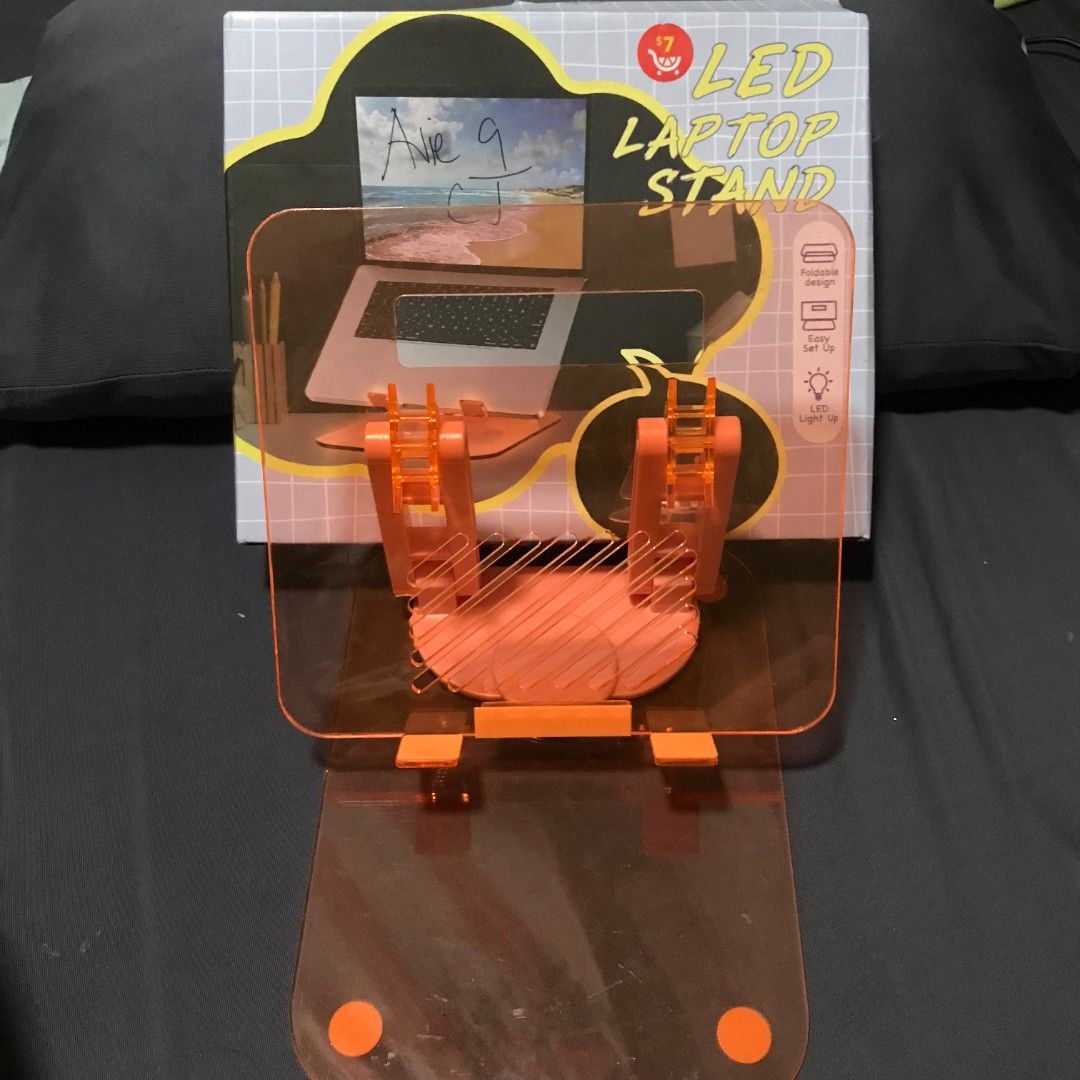 Laptop Stand (Brand New) (Category: Laptop Bags & Sleeves) located in Pasuquin. Submitted by xixiaaa_cc (Listing ID 1467961270, Image 3). Description: ୨ৎ LED LAPTOP STAND 🍑✨ ♡ Color: Peachy Orange ♡ Material: Plastic / Acrylic ♡ Stable and sturdy design 💻 ♡ Perfect for your desk setup! 🎀 ୨ৎ PAYMENT METHODS 💸 ♡ GCash ♡ Bank Transfer 📌 Pay as you order! DM for inquiries and orders. 💌.