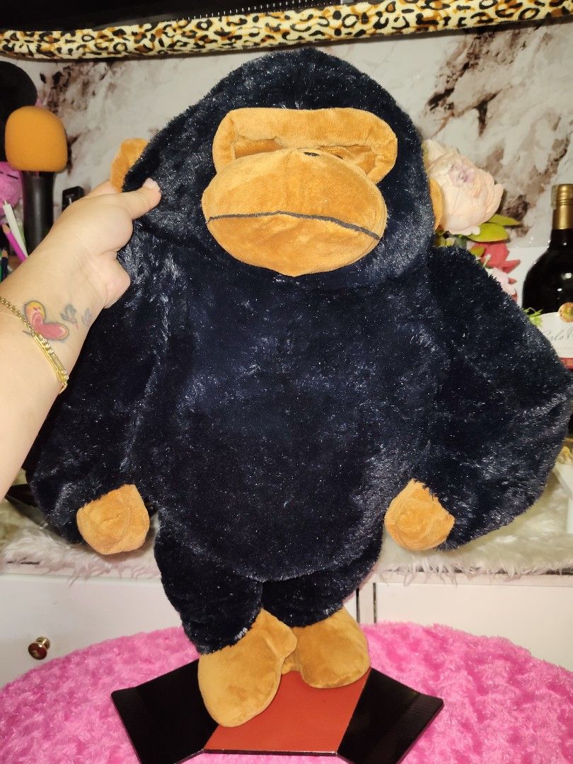 Large Black Gorilla Stuffed Animal Plush Toy (Category: Plushies & Soft Toys) located in Pasay City. Submitted by ynamariie (Listing ID 1467869613, Image 3). Description: Big stuffed gorilla toy. Black fuzzy body with brown face, ears, hands, and feet. Soft plush material throughout. Big plush arms and standing posture. Clean and ready for a new home. size 60x53".