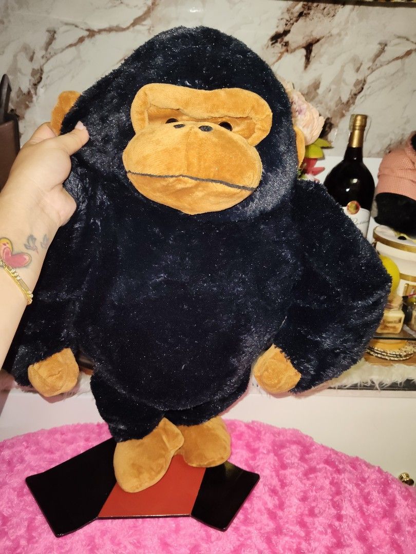 Large Black Gorilla Stuffed Animal Plush Toy (Category: Plushies & Soft Toys) located in Pasay City. Submitted by ynamariie (Listing ID 1467869613, Image 2). Description: Big stuffed gorilla toy. Black fuzzy body with brown face, ears, hands, and feet. Soft plush material throughout. Big plush arms and standing posture. Clean and ready for a new home. size 60x53".