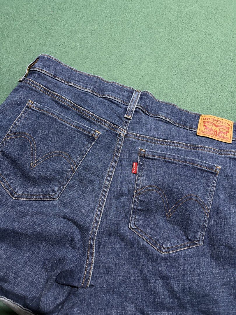 Levi's Denim Shorts Cuffed Blue (Category: Shorts) located in Guihulngan. Submitted by fbthriftgoodsniace (Listing ID 1467917398, Image 2). Description: - Brand: Levi's - Style: Classic five-pocket denim shorts with rolled cuffs - Wash: Medium blue - Size: Measures ~16 inches across waist (flat lay) - Details: Iconic red tab on back pocket and leather waistband patch - Material: Durable cotton blend denim - Condition: Great everyday basic - Size 