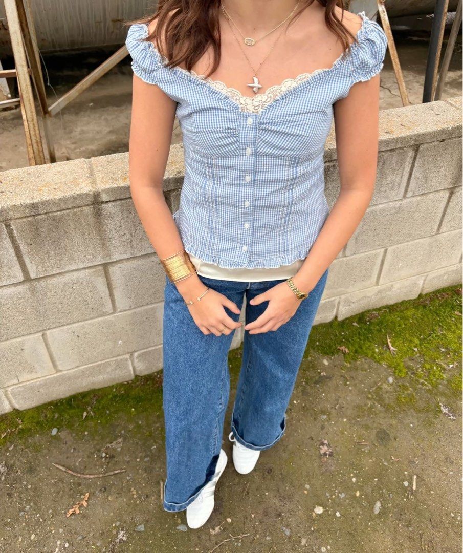 lf/wtb brandy elena top (Category: Blouses) located in Taguig. Submitted by wishforyourdream (Listing ID 1467908471, Image 3). Description: burgundy, polka, light gingham .