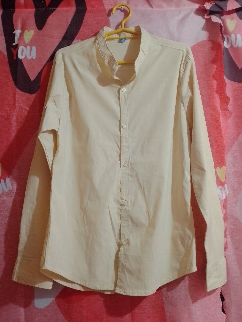 Light Yellow Long Sleeve Button Up Shirt Mandarin Collar (Category: Longsleeves) located in Manila. Submitted by nievesolanna (Listing ID 1467934692, Image 1). Description: small to medium. may pagka-cream yung color. presko ang fabric. complete buttons. no issues. 80 PESOS LOC: SAMPALOC, MANILA .