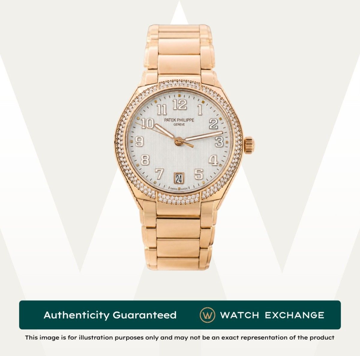 [LNIB] Patek Philippe Twenty~4 Bracelet 7300/1200R-010 7300 PP Silvery Dial Z29709 Jul 2023 (Category: Watches) located in Singapore. Submitted by watchexchange.sg (Listing ID 1467933156, Image 1). Description: [LNIB] Patek Philippe Twenty~4 Bracelet 7300/1200R-010 7300 PP Silvery Dial Z29709 Jul 2023 Price: $51,900 Brand: Patek Philippe Model: 7300/1200R-010 Condition: LNIB Dial: Silvery Case Diameter: 36mm Material: Rose Gold Original Box: Yes 