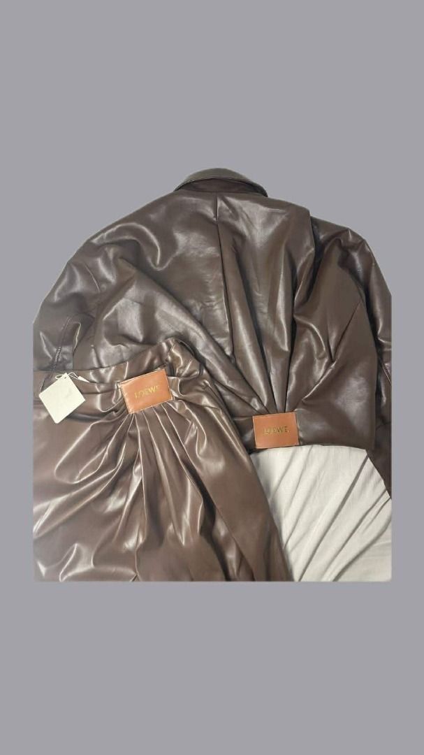 LOEWE Drapped set leather jacket and pants (Category: Dresses) located in Bacoor. Submitted by fafofa (Listing ID 1467920858, Image 2). Description: LOEWE Drapped Jacket Leather type L womens LOEWE Pants Medium on tag Waist 28" Length 42" .