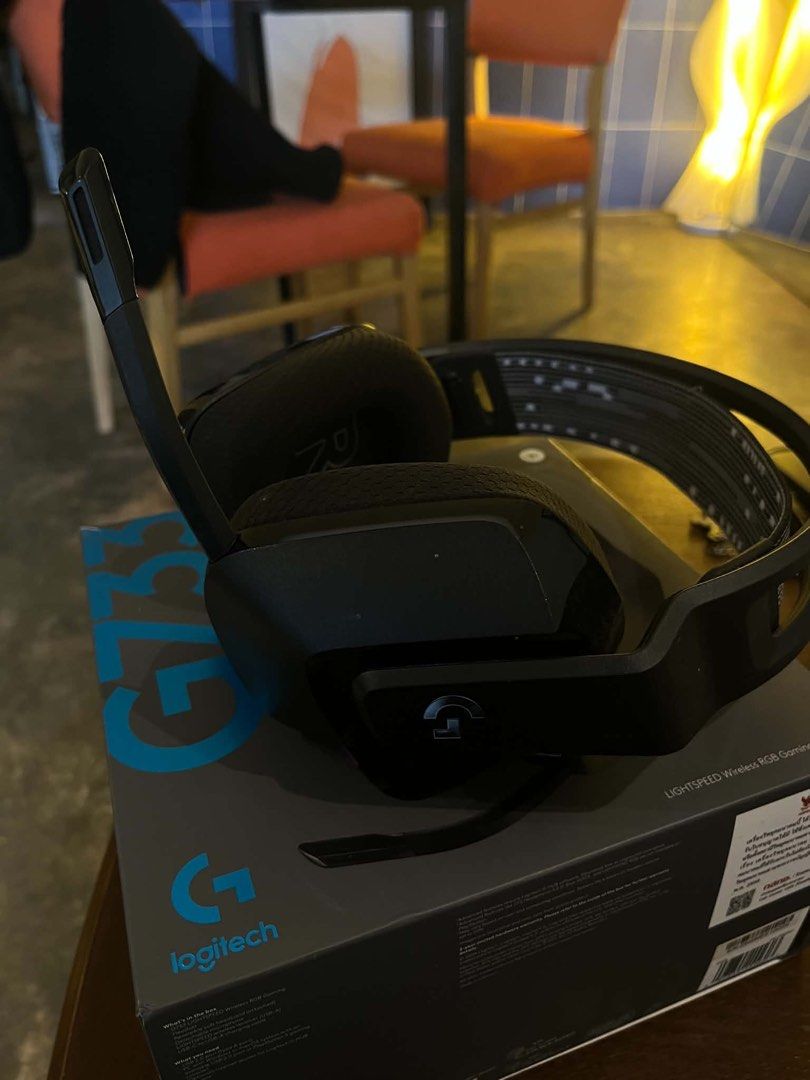 Logitech G733 LIGHTSPEED Wireless RGB Gaming Headset (Category: Headphones & Headsets) located in Malaybalay. Submitted by cjisidro0109745 (Listing ID 1467847335, Image 2). Description: - Authentic Logitech G733 Wireless Gaming Headset (Black) - Includes original box and detachable microphone - Up to 29 hours of battery life on a single charge - Ultra-comfortable dual-layer memory foam earpads and reversible headband - Customizable RGB lighting a