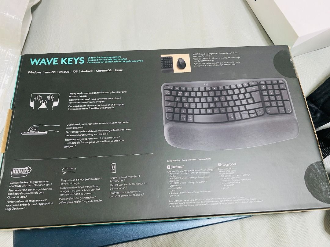 Logitech Wave Keys - Authentic (Category: Computer Keyboard) located in Lingayen. Submitted by otaku_niche (Listing ID 1467845375, Image 2). Description: Never used. Opened only for pics. Can bundle with Logitech Ergonomic mouse and Brio 300 LAST PRICE ALREADY. LBC COD or COP.