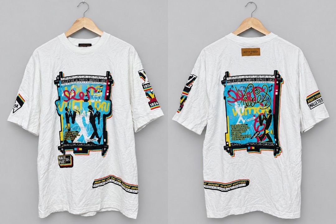 Louis Vuitton (Category: Tshirts & Polo Shirts ) located in Manila. Submitted by alenamae29 (Listing ID 1467983351, Image 1). Description: Trendy white oversized graphic T-shirt with colorful streetwear designs on the front and back. Stylish, eye-catching, and perfect for casual everyday outfits. 👕✨.