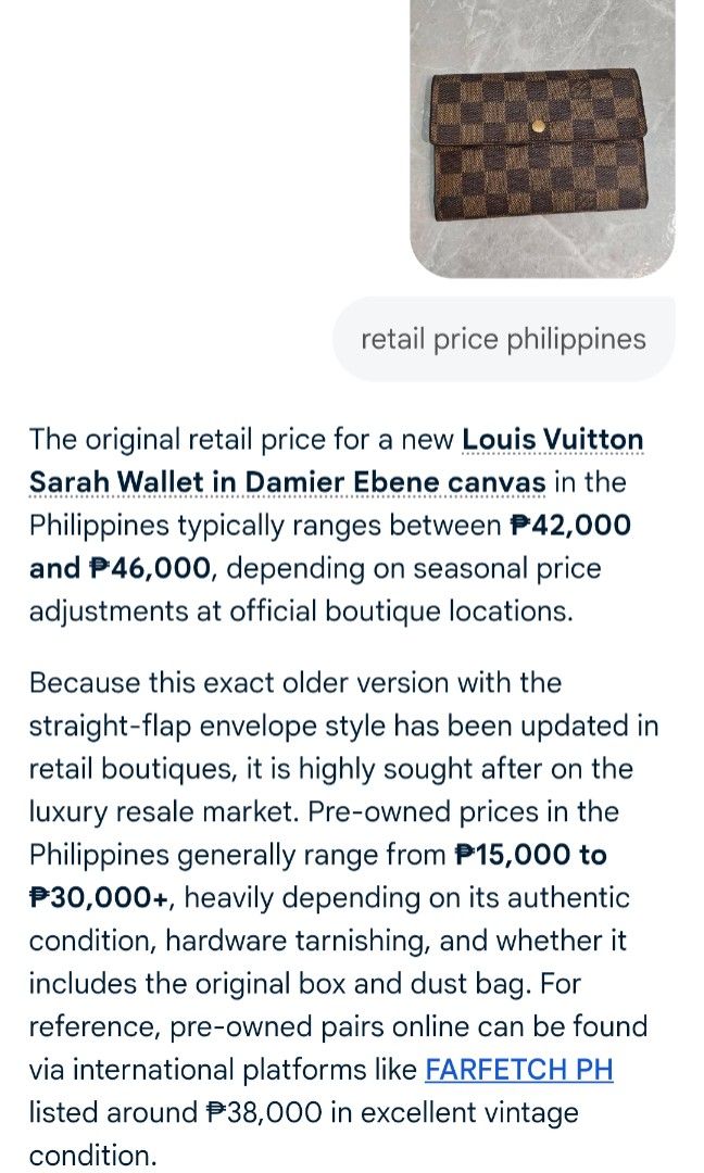 Louis Vuitton Damier Medium Wallet Authentic💯💯 (Category: Wallets & Card holders) located in Davao. Submitted by SecondhandItems97 (Listing ID 1467944214, Image 2). Description: Includes LV dustbag.