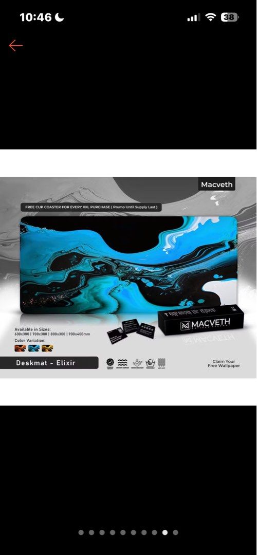 Macveth Artisan Deskmat Elixir (Category: Mouse & Mousepads) located in Quezon City. Submitted by aiswiii (Listing ID 1467858192, Image 2). Description: Dimensions: 60cm x 30cm RFS: naliliitan na ako Bought it in August.