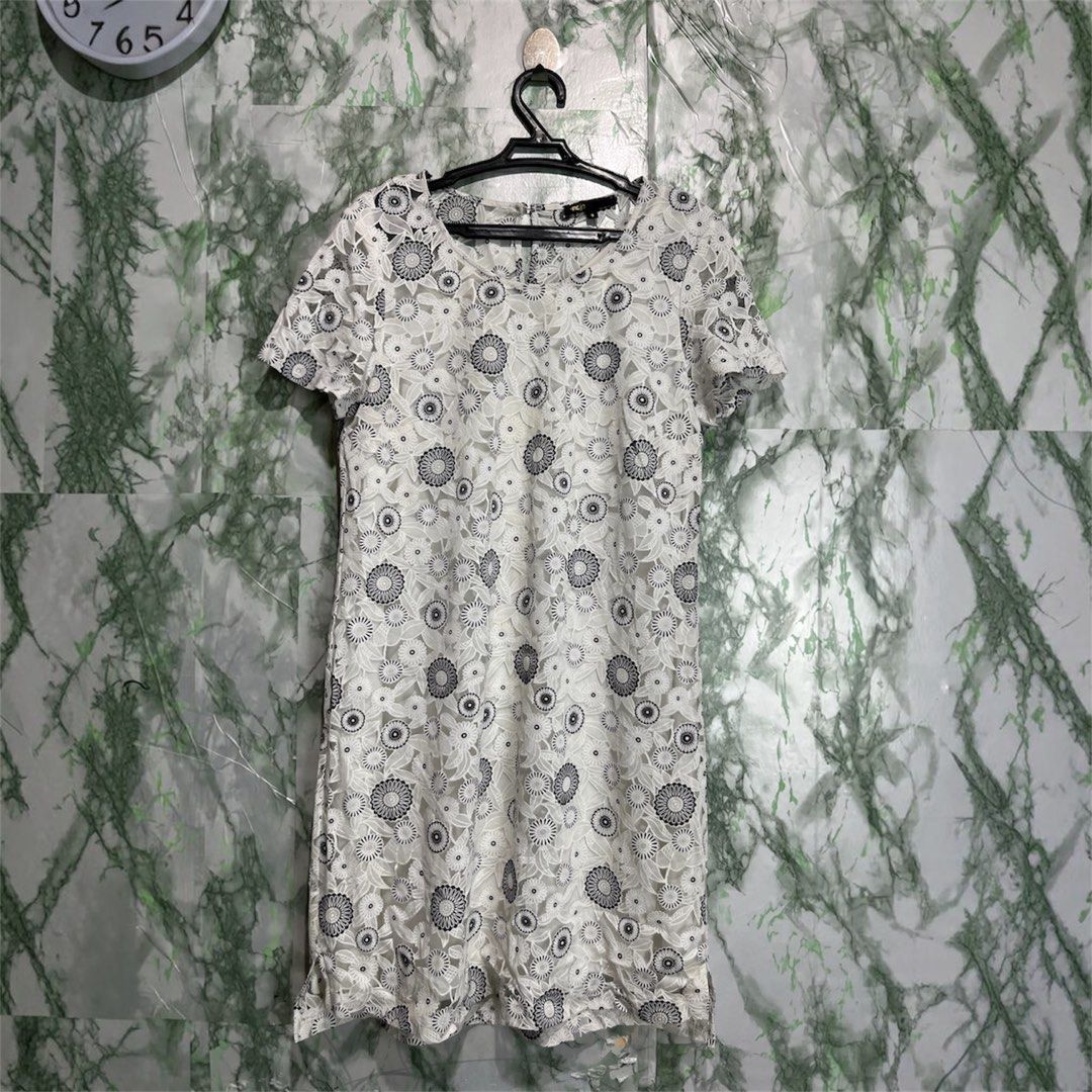 MAJE mini dress (Category: Dresses) located in Bulacan. Submitted by letsfindukaywithme (Listing ID 1468057473, Image 1). Description: Maje white & black lace mini dress Small 17x34" Like new No issue +sf payment first Ship via J&T.