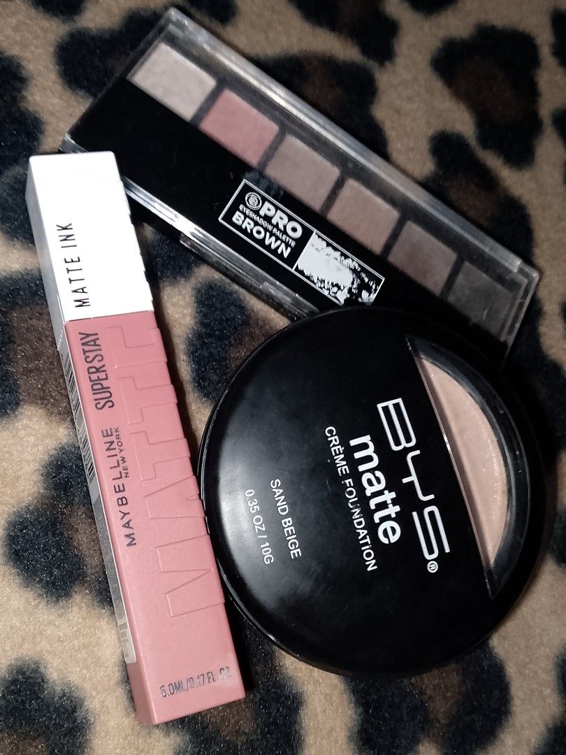 Make up bundle | lippie, base, eyeshadow (Category: Makeup) located in Bulacan. Submitted by lizwardr0be (Listing ID 1467989596, Image 1). Description: EB eyeshadow palette shade: Brown rfs: declutter (swatch only, never nagamit sa muka) BYS creme foundation shade: sand beige only used twice rfs: not my shade Maybelline Matte ink shade: seductress rfs: declutter *brand new ‎🚚: Jnt ‎💸: Gcash/maribank ‎📍: bulacan.