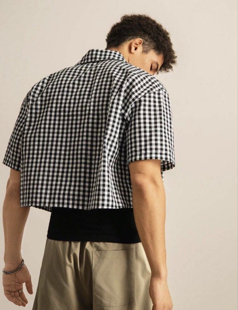 MANFINITY Plaid / Checkered Cropped Polo (Category: Tshirts & Polo Shirts ) located in Las Pinas. Submitted by sellerkjb (Listing ID 1468046245, Image 2). Description: BRAND NEW Medium — Cropped width — 23.5 inches length — 19 inches Las Pinas City.