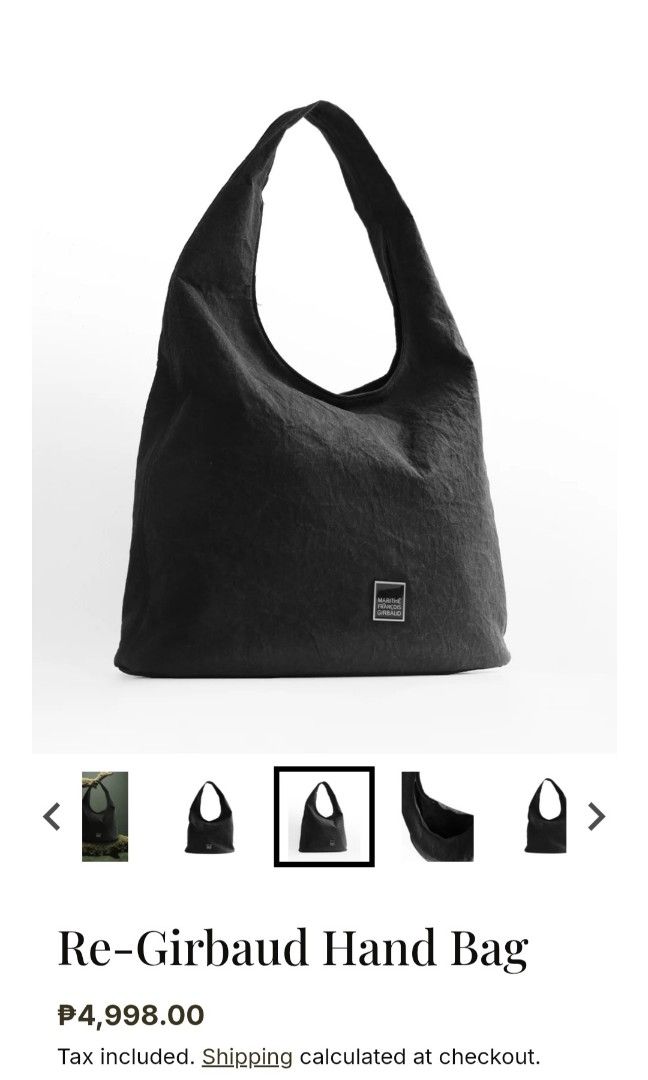 Marithe Francois Girbaud Re-Girbaud Hand Bag (Category: Luxury Bags & Wallets) located in Manila. Submitted by ajmteopeng43665 (Listing ID 1467871876, Image 3). Description: Marithe Francois Girbaud Paris Re-Girbaud Tote bag Black Item is new Fabric paper leather Zipper closed 3,500 SRP is 4990 Slightly negotiable DM Me Meetups Vito Cruz area, or LRT Stations If shipping, expense is shouldered by buyer via lalamove or JnT.