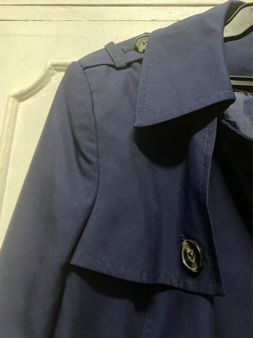 Marks & Spencer Ivy League Style Preppy Style Dark Academia Navy Blue Double Breasted Double Buttoned Short Trench Coat Blazer Jacket (Category: Coats, Jackets and Outerwear) located in Quezon City. Submitted by madame_royale (Listing ID 1467987012, Image 3). Description: Measurements: in inches Shoulder > 15” Chest > 18.5” Sleeves > 24” Length > 24” - Brand: Marks & Spencer - Color: Classic navy blue - Size: UK 6 / EUR 34 / CN 155/80A - Conditio