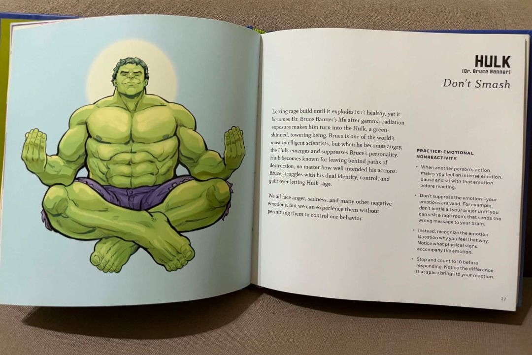 Marvel Hulk Not Smash Practice Mindfulness the Mighty Marvel Way Book (Category: Comics & Manga) located in Carmona. Submitted by gmc123 (Listing ID 1467865228, Image 1). Description: - Discover mindfulness through your favorite Marvel heroes like Hulk, Mr. Fantastic, Shuri, and Doctor Strange. - Learn practical mindfulness techniques and breathing exercises. - Engaging for both kids and adults who are Marvel fans. - Features colorful and fun ill