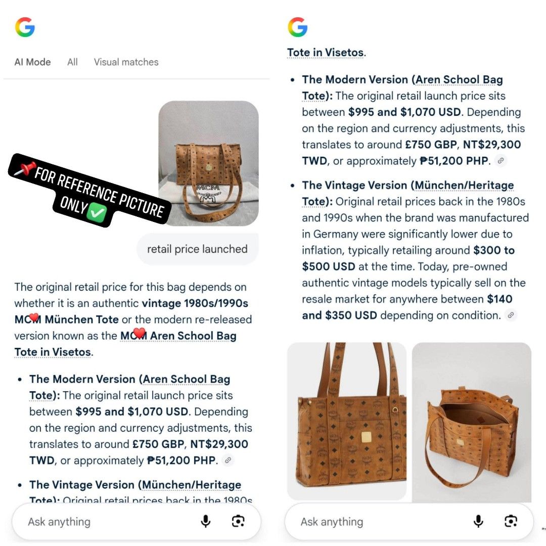 MCM Cognac Tote Authentic💯💯 (Category: Tote Bags) located in Davao. Submitted by SecondhandItems97 (Listing ID 1467943570, Image 3). Description: Large size Includes MCM dustbag💯.