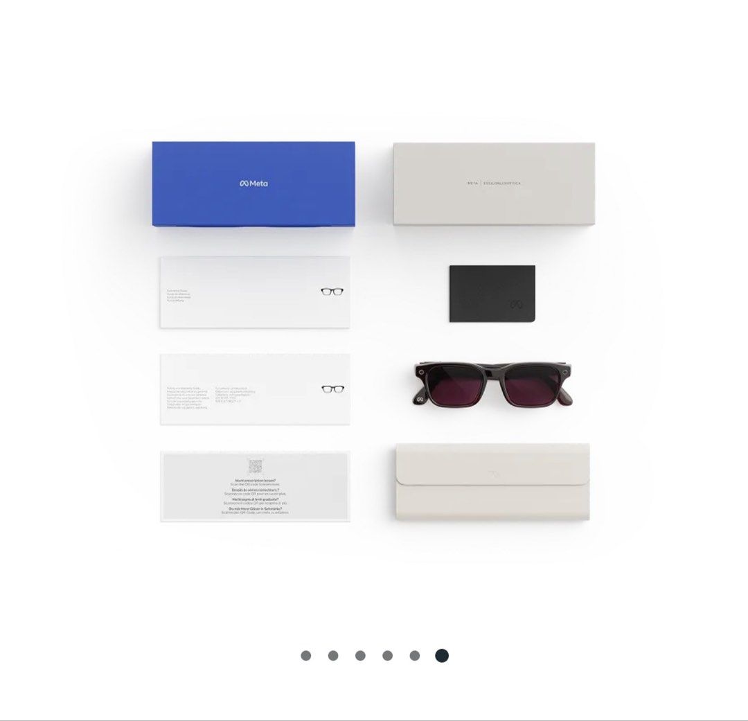 Meta Adventurer Smart Glasses Ruby Transitions Charging Case (Category: Sunglasses & Eyewear) located in Quezon City. Submitted by everythingInternational (Listing ID 1467842376, Image 3). Description: - Brand: Meta Adventurer Smart Glasses - Condition: Brand new, unopened, full retail box set - Frame Color & Size: Merlot, Standard - Lenses: Ruby transitions - Included: Cream charging case - Reason for selling: buying another style.
