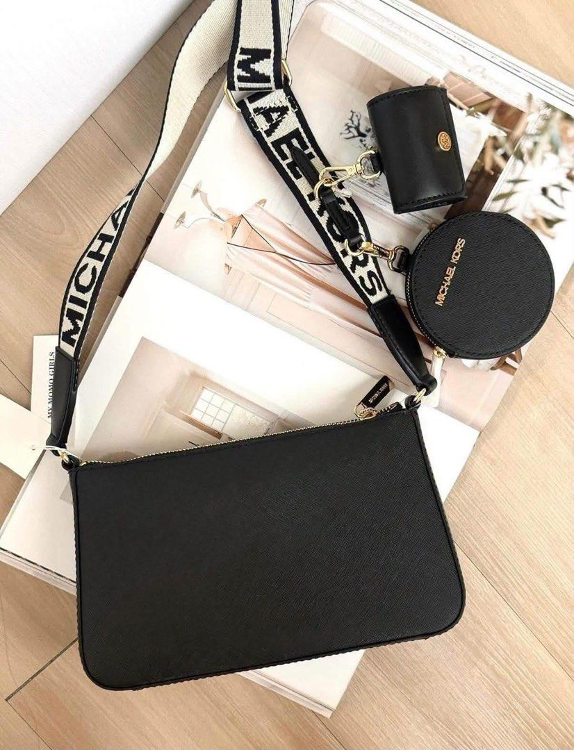 Michael Kors 3in1 BAG (Category: Cross-body Bags) located in Tarlac. Submitted by twin8dresserr (Listing ID 1468051723, Image 2). Description: Onhand Pinas ✅ 𝐌𝐢𝐜𝐡𝐚𝐞𝐥 𝐊𝐨𝐫𝐬 𝟑 𝐢𝐧 𝟏 𝐂𝐫𝐨𝐬𝐬𝐛𝐨𝐝𝐲 𝐁𝐚𝐠 - Saffiano leather - 100% leather - Gold-tone hardware - 9.5”W X 5.5”H X 2.25”D - Exterior details: 2 detachable pouches P5,990.