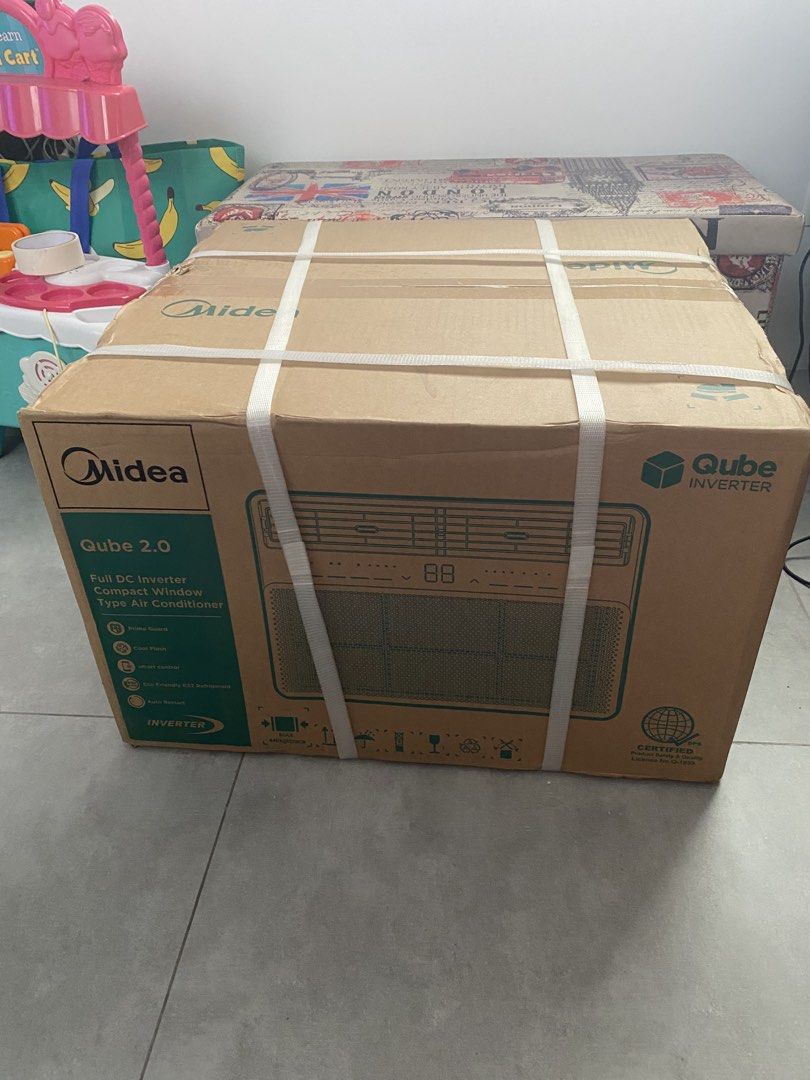Midea Qube 2.0 Full DC Inverter Window Type Air Conditioner (Category: Air Conditioning and Heating) located in Antipolo. Submitted by viadeclutters (Listing ID 1467865192, Image 1). Description: Brand new Midea Qube 2.0 Full DC Inverter window-type air conditioner in its original factory-sealed box. Features energy-saving R32 refrigerant, smart control, and rapid cooling..