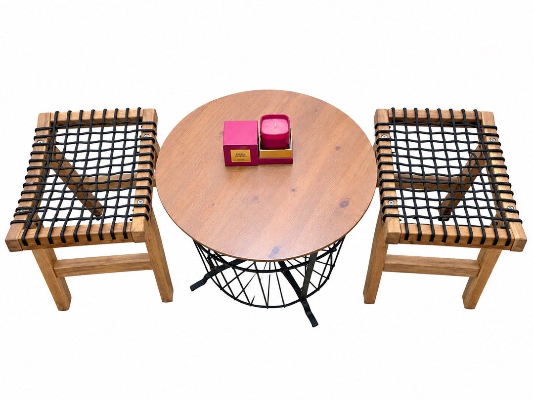 Minimalist Center Table with 2 Rope Stools (IKEA) (Category: Tables & Sets) located in Quezon City. Submitted by reyna.1106 (Listing ID 1467984709, Image 1). Description: Items are from Ikea Good as new.