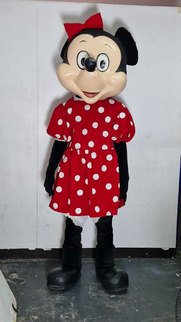 Minnie Mouse Mascot Costume Full Set (Category: Babies & Kids Fashion) located in Caloocan City. Submitted by rarewater_09c3f4 (Listing ID 1467888762, Image 3). Description: - Full Minnie Mouse mascot suit perfect for parties, promotions, and stage performances - Outfit includes: red polka dot dress with puffy sleeves and white petticoat - Large character head featuring black ears, red hair bow, white face, and big expressive eyes - Complete set 