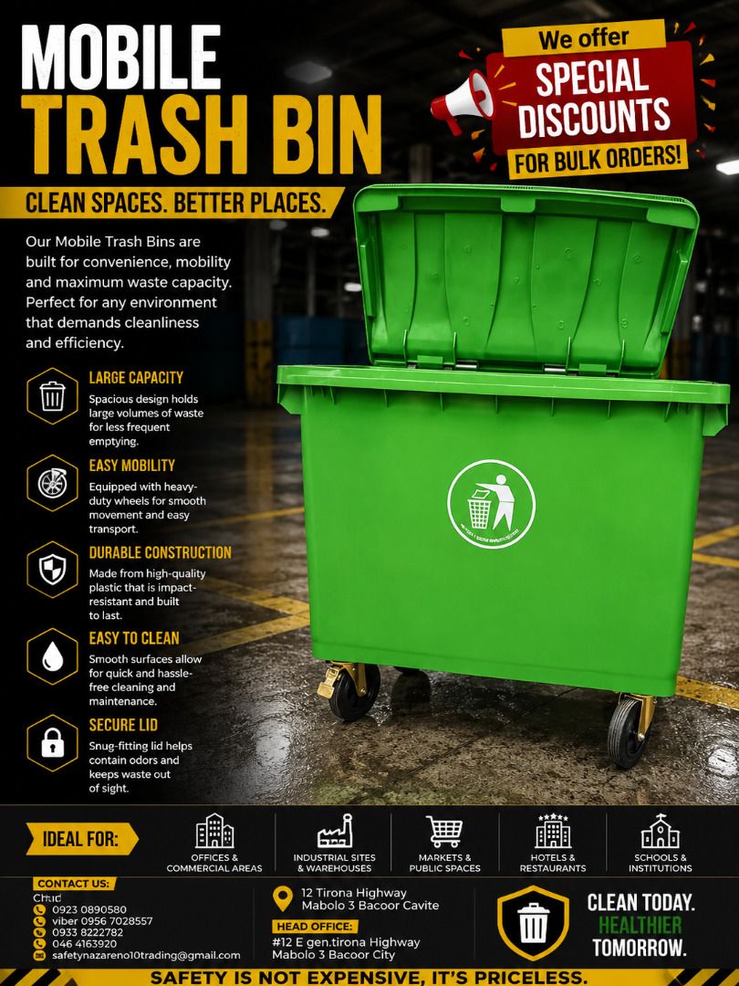 mobile trash bin (Category: Industrial Equipment) located in Bacoor. Submitted by __CLaude__ (Listing ID 1467842037, Image 1). Description: .