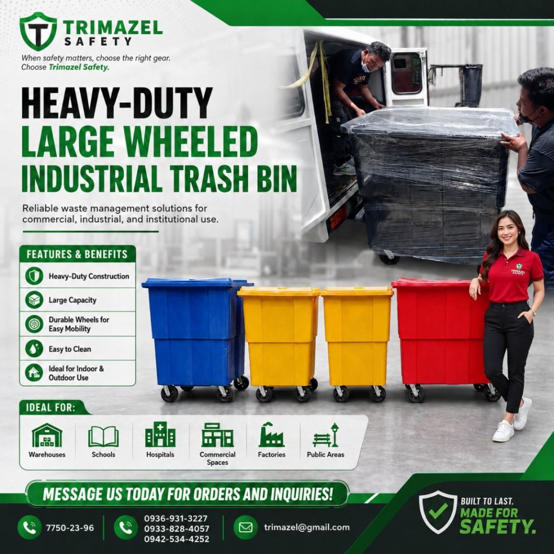 MOBILE TRASH BIN (Category: Looking For) located in Pasig City. Submitted by cruzmia.825 (Listing ID 1467847291, Image 1). Description: ✅ Guaranteed lowest price ✅ Quality products ✅ Big discount for bulk orders ✅ 100% LEGIT TRUSTED SUPPLIER! ✅ With Complete Legal Documents ✅ BIR Registered We Supply All Kinds Of PPE Supplies, Raincoat, Hard Hat, Cooler Box, Plastic Trash Bin, Road Barriers, Kayak Boats, Crystal Kayak, Traffic Cone, T-Bollards & 
