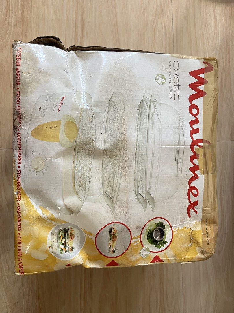 Moulinex Exotic Aroma Diffusion Steamer (Category: Other Kitchen Appliances) located in Tanza. Submitted by morbita (Listing ID 1467864627, Image 2). Description: Moulinex Steamer - pm for video condition 😁 - old but not used at all. still functioning perfectly. - expect old and worn down box. package inside is like new. yung box lang talaga old na. - steamer enables you to cook without fat and conserve trace of elements in the food. - with arom