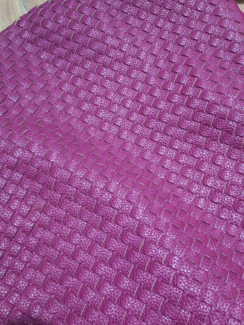 Mumu Select Woven Magenta Shoulder Bag (Category: Shoulder Bags) located in Binan City. Submitted by prettyfishcakeee (Listing ID 1467977895, Image 3). Description: - Brand/Style: Mumu Select shoulder bag in bright magenta - Design: Intricate woven leather pattern on body and strap with gold-tone hardware - Closure: Zip top with branded zip pull - Interior: Clean grey fabric lining with one zip pocket and one slip pocket - Condition: Well-maintai