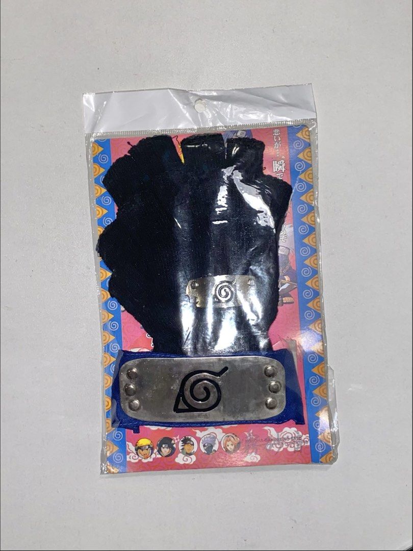 Naruto Ninja Merch Set (Category: Character Goods) located in Cainta. Submitted by papillon_309909 (Listing ID 1467998122, Image 2). Description: Headband, gloves, kunai, shuriken, necklace (7 pieces total) Lightly used but still in original packaging.