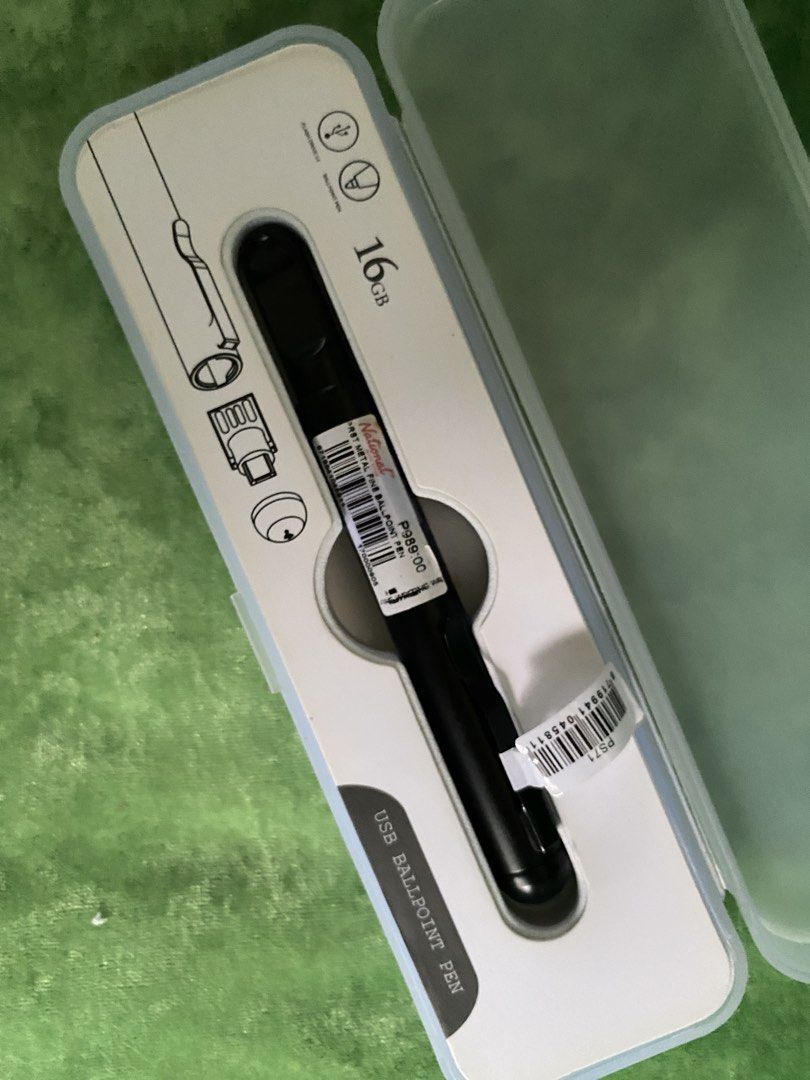 National 16GB USB Ballpoint Pen (Category: Stationery & School Supplies) located in Lapu Lapu. Submitted by ayith_journals (Listing ID 1467888963, Image 1). Description: - Item: Black metal fine ballpoint pen - Storage: Built-in 16GB USB flash drive - Condition: Brand new with original price tag attached - Inclusions: Comes with original protective case - Ideal for: Office, school, professional gifting, or personal use.