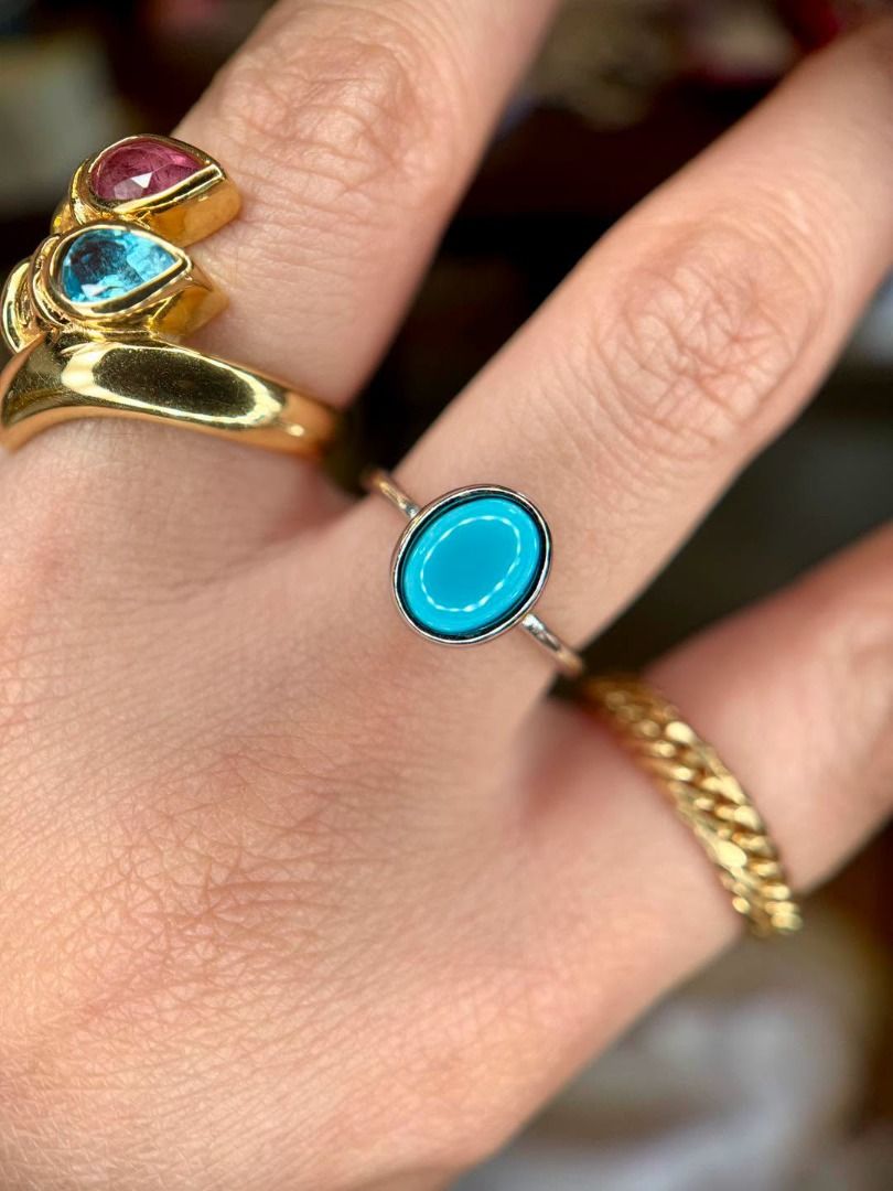 Natural Turquoise in Silver Bezel Setting (Category: Rings) located in Baguio. Submitted by asna_taku (Listing ID 1467928613, Image 1). Description: Natural Turquoise in Silver Bezel Setting 💙✨ Clean, minimalist & effortlessly elegant. Natural turquoise cabochon in a sleek silver bezel setting—perfect for everyday wear or stacking. 💎 ✨ Bnew silver ✨ Natural turquoise ✨ Beautiful clean bezel design ✨ Sizes 6 (2), 7 (3), 8 (3), 9 & 10 ✨ ₱3,580 ea