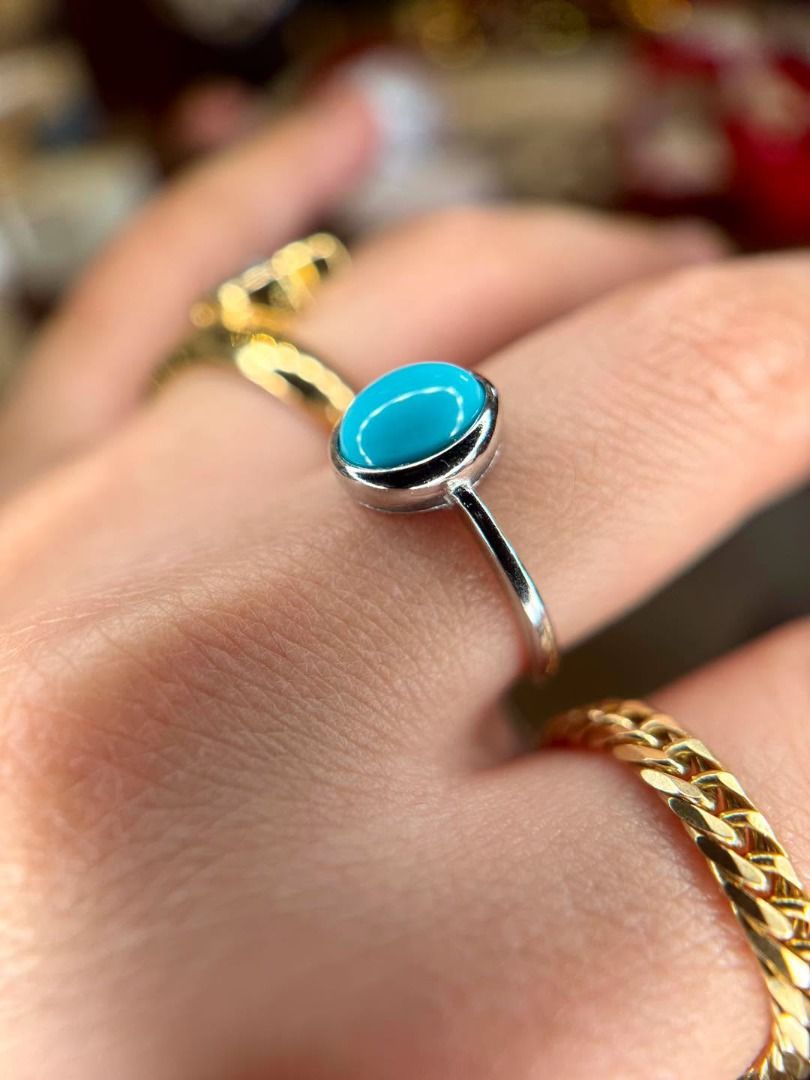 Natural Turquoise in Silver Bezel Setting (Category: Rings) located in Baguio. Submitted by asna_taku (Listing ID 1467928613, Image 2). Description: Natural Turquoise in Silver Bezel Setting 💙✨ Clean, minimalist & effortlessly elegant. Natural turquoise cabochon in a sleek silver bezel setting—perfect for everyday wear or stacking. 💎 ✨ Bnew silver ✨ Natural turquoise ✨ Beautiful clean bezel design ✨ Sizes 6 (2), 7 (3), 8 (3), 9 & 10 ✨ ₱3,580 ea