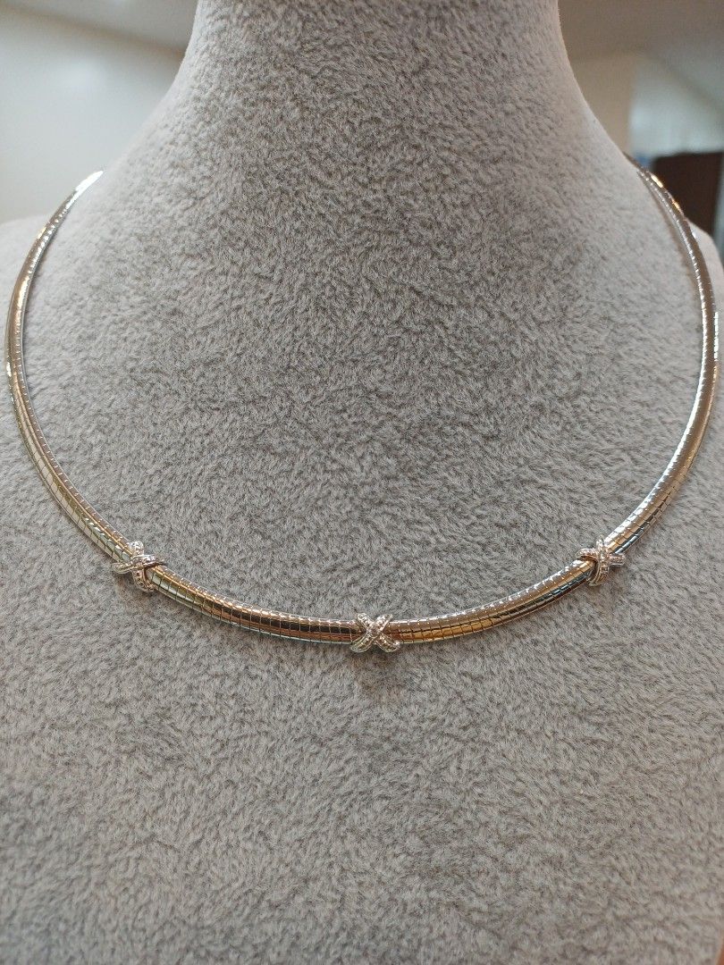 Neck omega (Category: Necklaces) located in Makati City. Submitted by divinejewels.ph (Listing ID 1467895219, Image 1). Description: GTO- 112 NECK OMEGA 3 WHITE STONE 14KWG 17.17GRAMS SIZE 16" 4MM.