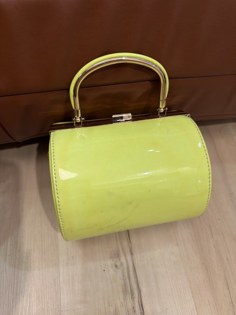 Neon barrel bag (Category: Luxury Bags & Wallets) located in Manila. Submitted by _____car0usell (Listing ID 1467985186, Image 3). Description: bought in US with straps used once only see pics re stain.