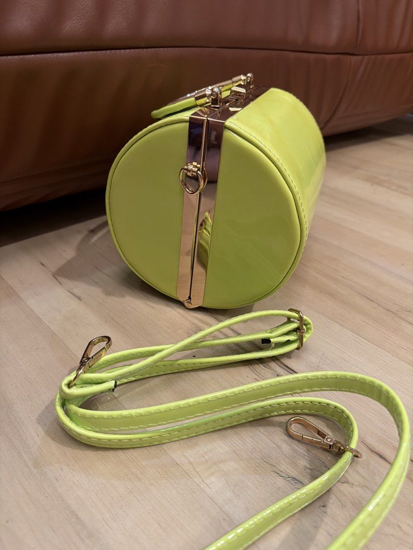 Neon barrel bag (Category: Luxury Bags & Wallets) located in Manila. Submitted by _____car0usell (Listing ID 1467985186, Image 2). Description: bought in US with straps used once only see pics re stain.