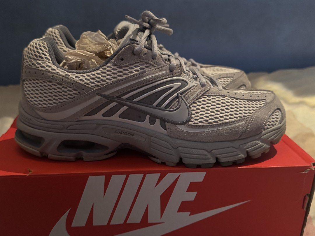 Nike Air Max Moto 2K - Wolf Grey (Category: Sneakers) located in San Juan City. Submitted by seriima (Listing ID 1467943277, Image 1). Description: - Model: Nike Air Max Moto 2K - Colorway: Wolf Grey - Design: Chunky running shoe with breathable mesh upper and premium suede overlays - Comfort: Cushlon foam midsole with visible Air cushioning - Inclusions: Original red Nike box included - Trusted seller on Carousell, ship out immediately or meetup