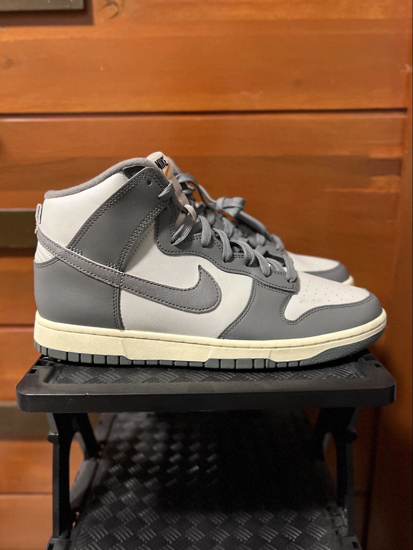 Nike Dunk High VTG Grey White (Category: Sneakers) located in Calasiao. Submitted by pb.supply_v2 (Listing ID 1468051086, Image 1). Description: - Brand: Nike Dunk High AUTHENTIC! - Colorway: Grey and White - Style: High-top silhouette with classic paneled leather upper - Details: Matching grey swoosh, grey laces, and perforated toe box for breathability - Sole: Trendy aged-look midsole with durable grey outsole - Comfort: Padded collar for extra