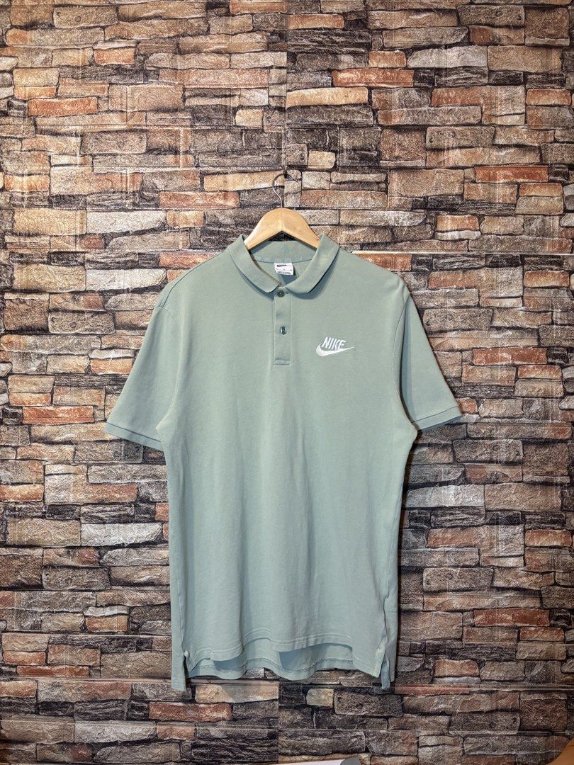 NIKE LIGHT GREEN POLO SHIRT (Category: Tshirts & Polo Shirts ) located in Davao. Submitted by angelothriftfinds (Listing ID 1467861621, Image 1). Description: NIKE brand new condition dimension: 22” W | 28” L fit: L size issue: ring around the collar(minor issue) mine: ₱350.