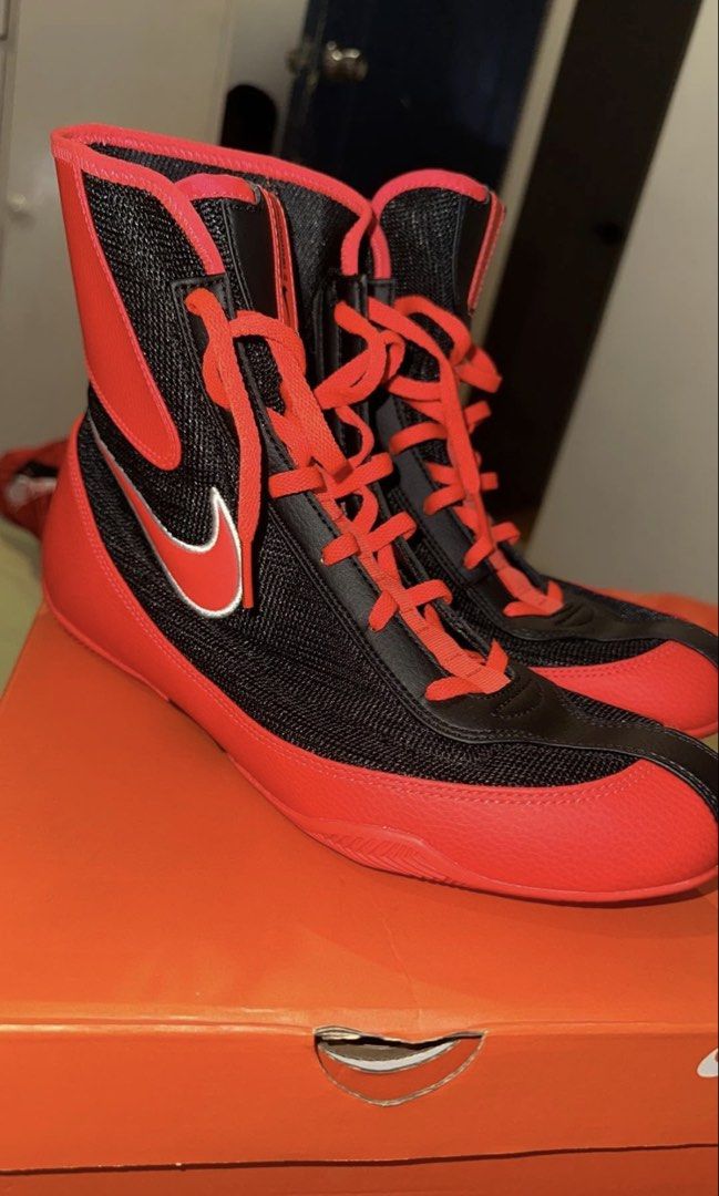 Nike Machomai 2 Boxing Shoes (Category: Sneakers) located in Caloocan City. Submitted by radthrifts (Listing ID 1467928958, Image 2). Description: - Nike Machomai 2 Boxing Shoes 9.5 Mens - Black with Bright Crimson Red and contrasting white Swoosh outline - Still in good condition, worn 3 times in an indoor boxing gym - Bought this one from K1 Extreme Fightshop - Still Negotiable 6,499 - rfs: need to size up, didn’t go for true to size .